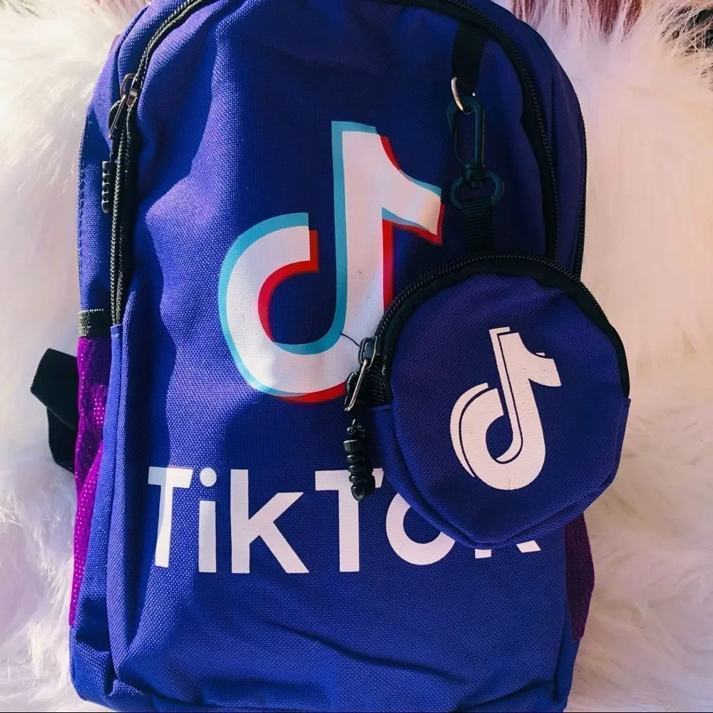 Brand New Trendy Kids Tik Tok School‎ Bagpack with coin purse (Purple)Small